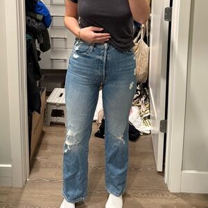 Mother Denim Stylish Distressed Blue Jeans
